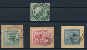 N° 118 “20c. green”, Vloors, cancelled “COURRIER DE HAUTE MER / S.S. STANLEYVILLE” in black, and No. 107 “10c. green”, 124 “60c. carmine” and 129 “1.25fr. blue”, Vloors on piece (of cover) cancelled “COURRIER DE HAUTE MER / S.S. ELISABETHVILLE”, very fine 