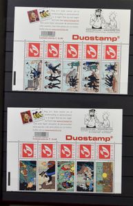 Samenstelling diverse uitgiften in album, insteekboek, stripverhaal Koning Boudewijn, BK, zilveren zegel mapjes, HK koningshuis, Duo stamps (83x), presentatie + iets USA, zm