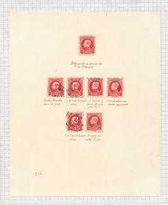 N° 211/215, opgemaakt op eigen bladen, curiositeiten verzameling van 28 zegels, zm