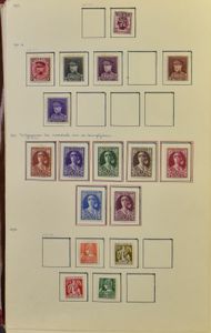 1912/1961 Verzameling op bladen in oude map, waarbij veel reeksen, o.a. Elisabeth *, Rubens *, jaren '50 overwegend **, zm/m/ntz
