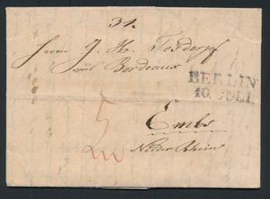 1824 Duitse voorloper, vanuit Berlijn, dd. 10 juli 1824, met stempel zwart 