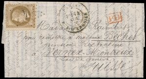 1870 Par Ballon Monté (handgeschreven), Yv. 30, brief met inhoud, vanuit Parijs, afstempeling 