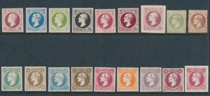 1864 Proeven en herdrukken, voorstellen van A. Fisch, 18 stuks, zm/m/ntz