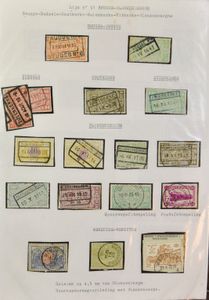 Verzameling in klasseur gerangschikt volgens spoorweglijn, tussen lijn 51 en 85, stempels alle periodes (ook poststempels) aangevuld met vrachtbrieven meestal mobilisatie 1939, interessant om te bekijken, zm/m