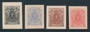 STES 1375, 1377, 1379 en 1381, 4 proeven * met onderbreking bovenaan, STES Index 1, zm