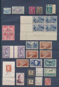 1863/1954 Mooie samenstelling op insteekblad met o.a. Yv. n° 152 *, Traversée (prachtig), PA 14 (luxe), enkele kleine gebreken, zm/ntz