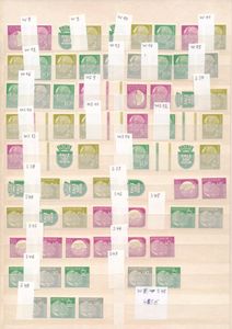 1955 Mooie samenstelling combinaties uit boekjes Heuss tussen n° W8 en S48 met diverse betere, zm (Mi. €480)