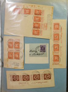 1905/1970 Verzameling en/of samenstelling met diverse afstempelingen in 5 ringmappen en 1 insteekboek, zm/m/ntz