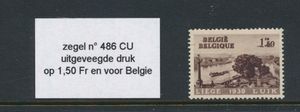 N° 486-Cu, uitgeveegde druk op 1,50 Fr en België, zm