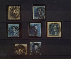 1849/1863 Kleine samenstelling met 17 zegels w.o. n° 1 (1x) en 2 (4x), zm/m