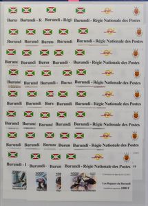 Vogels (**/*/0/R), Congo, Zaïre, Zimbabwe, Namibië, Zambia, Botswana, Angola, Mozambique, Guinée Bissau, Algerije, Burundi, Rwanda, Tunesië, Libië, Mali, Mauritanië, Katanga, Zuid-Afrika, thuislanden, verzameling zegels, blokken, reeksen, ongetand in insteekboeken, per land geklasseerd, zm (Yv. €10.613)
