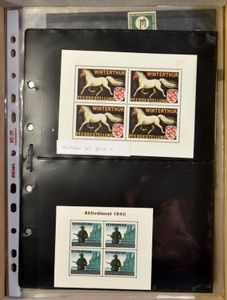 1939/41 Verzameling soldatenzegels en vignetten in klein album en op bladen, zm