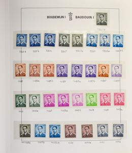 Koningshuis 1934 tot recent, zeer uitgebreide verzameling in 8 albums, waarbij zegels, o.a. Boudewijn bril ** (2x), dienst, FDC, MK, HK, veel nominaal, zm