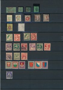 1843/1924 Interessante samenstelling met diverse kantons (w.o. vervalsingen) en betere Pro Juventute, zm/m/ntz