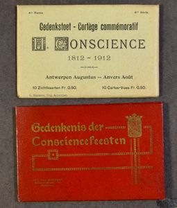 Gedenkstoet H. Conscience 1812/1912 (met originele omslag) + boekje met Leporello (22 stuks)
