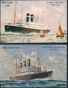 Scheepvaart, Red Star Line, zeer goede kwaliteit, geen dubbels (9 stuks)