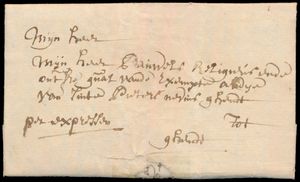 1739 Voorloper met inhoud, vanuit d'Anseghem (dicht bij Audenaarde), dd. 8 juni 1739, naar Ghendt (Gent), geen vertrek- of portaanduiding, brief besteld via courrier, maar met manuscript 'par expressen', dewelke de dringendheid aanduidt, zm