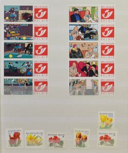 1930/2007 Voorraad en samenstelling in insteekboek, jaarboek 1997, Buzin boek en 2 schoendozen met klassement in omslagen, overwegend nominaal w.o. 134x zegel waardeaanduiding, zm/m/ntz