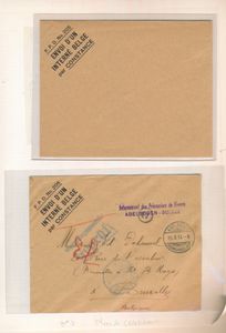 W.O. I, Zwitserland, Internering van militairen en burgers, samenstelling met beter materiaal op bladen, +/-75 stuks), zm/m