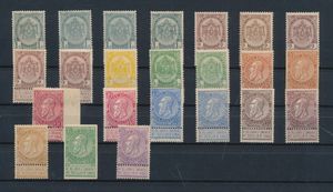 N° 53/67 Samenstelling (**/*/(*)/R) van 23 zegels in diverse kwaliteit, w.o. 2 ongetande, zm/m/ntz