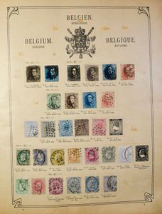 Wereldalbum Schwaneberger 1907, w.o. België (o.a. betere stempels), Frankrijk, Engeland, zm/m/ntz