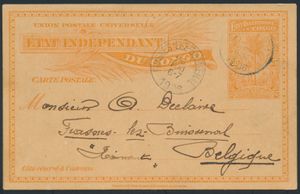 1900 Postal stationery N° 15 posted from Matadi on 5 May 1906 to Frasnes-lez-Buissenal, superbly stamped cancellation, very fine