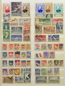 Diverse items in verschillende insteekboeken met o.a. Frankrijk, Hongarije, Duitsland, zm/m/ntz