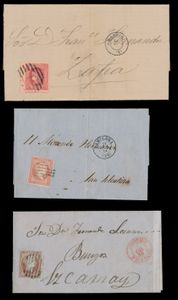 1856/1858 Verzameling van 6 brieven, vanuit Osorno, Pamplona, Madrid, leuke samenstelling, zm