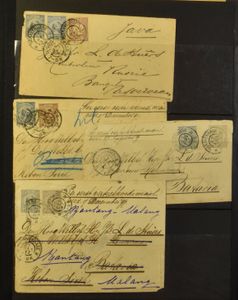 Enkele honderden poststukken in 2 dikke insteekboeken, w.o. Krijgsgevangenenpost, Duitsland, Scandinavië, Nederland, Baltische Staten, zm/m