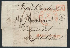 1837 Voorloper met inhoud, vanuit Lokeren (Herlant 40), dd. 31 juli 1837, naar Wachtebeke, mooie stempel rood CA in kader en 
