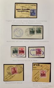 1914/1920 Kleine verzameling met zegels en poststukken in ringklasseur, zm/m/ntz