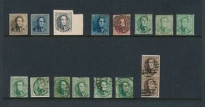 Lotje met o.a. proeven (N° 1, 2 en 9), met o.a. N° 2, n° 5, meerdere N° 13, enz., ook enkele brieven en 1 brieffragment met lakstempel, zm/m