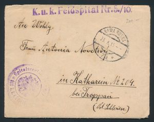 1915 Brief vanuit RAWA RUSKA, met stempel van ziekenhuis 