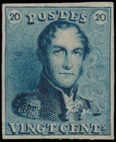 STES RP027 (Balasse 2 E6), herdruk van 1882, kleur Bleu Verdatre, uitgeknipt, dun satijn papier, (certificaat Balasse N° 4564, 28 september 1989), index-3, zm
