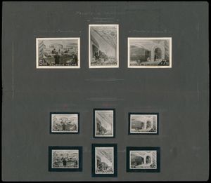 Uitgewerkt voorstel van J. De Bast voor - Colis Postaux (1941), met mooie fotografische afbeeldingen, waar een evolutie naar het uiteindelijk voorstel zichtbaar is, uitzonderlijk, zm