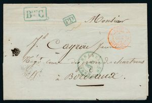 1849 Voorloper met inhoud, vanuit Brussel, dd. 1 oktober 1849, met 