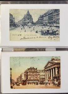 Trams, Brussel stad met ook iets buitenland in 2 moderne klasseurs, alle periodes, overwegend oudere kaarten (+/-180 stuks)