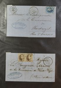 Tussen 1849 en 1921, samenstelling brieven, op fragment, ontvangstbewijzen, expresbrieven, etc., gemengde kwaliteit, interessant voor stempelzoeker, zm/m/ntz
