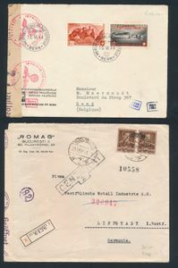 Verzameling van vele honderden postdocumenten (brieven, PWST, ZK, etc.) van vele landen (Nederland, Roemenië, Deutsch Reich, Frankrijk, enz.), meerdere met censuur, enz., leuk uitzoekwerk, voor de wereldverzamelaars, zm/m/ntz