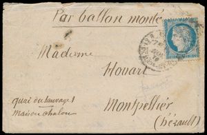 1870 Par Ballon Monté (handgeschreven), Yv. 37 