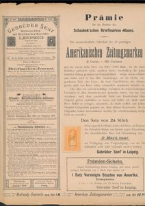 Pagina uit Schaubek album ca. 1887 met USA Newspaper $ facsimile