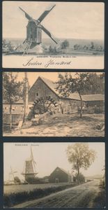 Molens, voornamelijk windmolens (18 stuks) en watermolens (3 stuks), w.o. Aarschot, Wemeldingen, etc. (Totaal: 21 stuks)