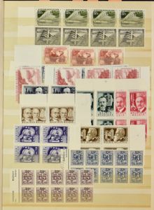 1939/1966 Betere samenstelling in insteekboek, waarbij 496/503 in blokken van 4 Senaat I (4x), Senaat II (8x), 834/40, 860/62 (3x), 912/17, 838/40 (8x), 943/45, 973/78 (4x), Patton (4x), zm
