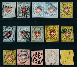 1850/1881 Kleine verzameling voornamelijk Rayons (w.o. VALS), met tevens Strubeli 