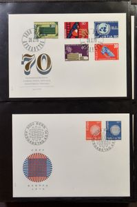 Enorme hoeveelheid FDC's en brieven in 8 boeken en op bladen met o.a. blokken van 4, zm