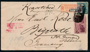 1894 R-brief naar Duitsland gefrankeerd met webster 