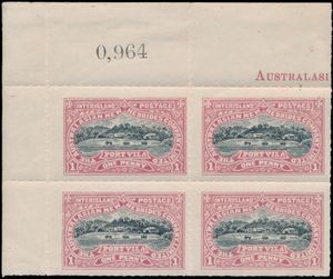 1897 The Australasian New Hebrides Company, local post 1/2 in blok van 4, in hoekbladboord, zeldzaam!, zm