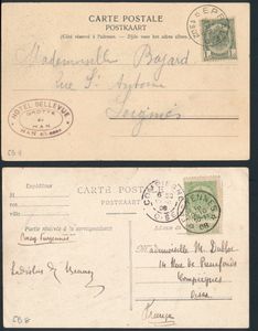 1896/1913 Sterstempels, 90 kaarten of brieven alfabetisch geklasseerd, Wapenschild uitgiften, zm/m (Hoge COBA notering)