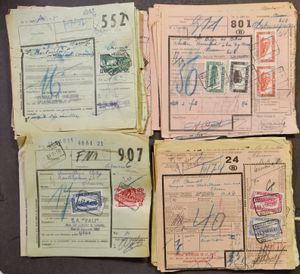1950/1951 Samenstelling 1000 postcolli, w.o. heel wat verschillende stationsstempels, diverse frankeringen, militaire colli, zm/m