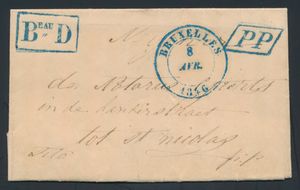 1846 Voorloper met inhoud, vanuit Brussel, dd. 8 april 1846, met 
